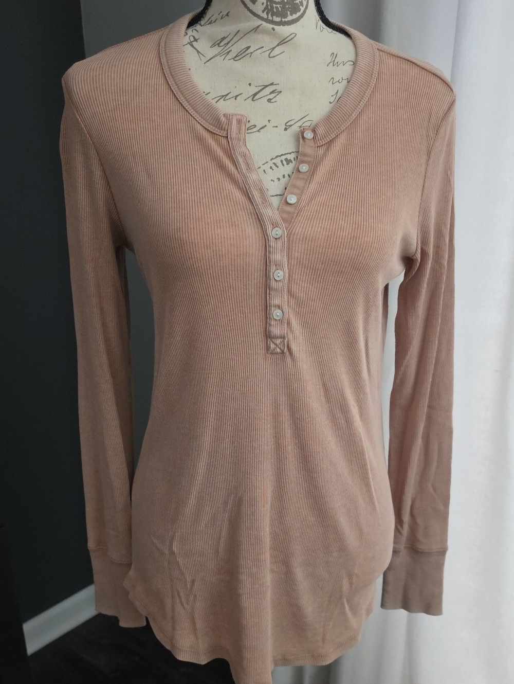 aerie 'Real Soft' Ribbed Henley Top in Sienna